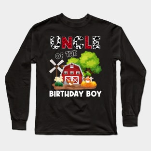 Uncle Of Birthday For Girl Cow Farm Birthday Cow Long Sleeve T-Shirt